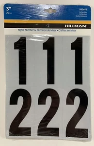 3" Hillman 843445 Black Mylar Self-Adhesive 0 to 9 Number Set (27 #'s) - Picture 1 of 2