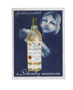 RARE 1935 Collectible ART DECO Bacardi Santiago De CUBA Recipe Card NICE Artwork - Bild 1 von 2