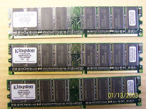 3 x Kingston 256MB KTM3304/256 Lenovo-IBM Desktop DDR266 Desktop Memory - Picture 1 of 1