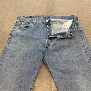 Levis 501 Jeans Herren 36x30 Blau Straight Leg Button Fly Distressed Denim Classic - Bild 1 von 14