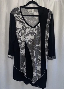 Zenergy by Chicos Pullover schwarz weiß grau Strick Oberteil Gr. 3 - Bild 1 von 9