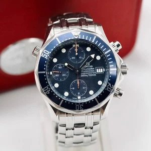 1999 Omega Seamaster Professional 300m Chronograph Blue Wave Dial - Picture 1 of 7