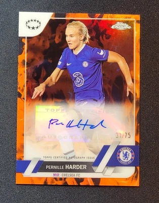 2022-23 Topps Cromo UEFA Mujer CL - Pernille Harder/75 Inferno AUTO Foto 1 de 2
