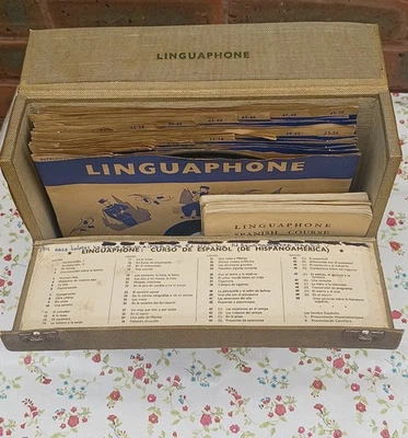Vintage Linguaphone SPANISH Language Course Vinyl 78rpm Records & Case + Extras! - Image 1 of 4