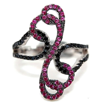 1CT Treated Ruby & Sapphire 925 Genuine Sterling Silver Ring Jewelry Sz 7 MM3-8 - Image 1 of 3