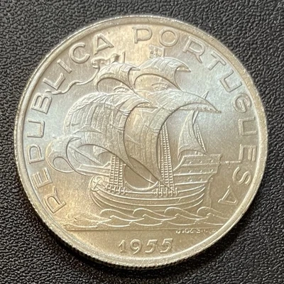 Moneda de plata de 10 escudos República Portugal 1955 0,835 Foto 1 de 2