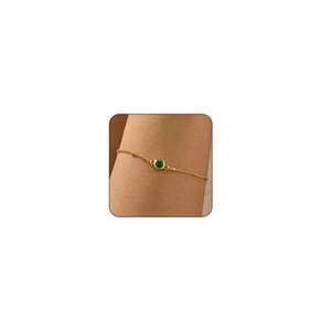 Birthstone Gold Bracelets for Women Trendy Dainty 14K Gold Plated Bracelet St... - Picture 1 of 6