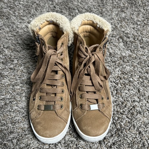 Scarpe UGG Olive donna 7 marrone marrone nabuk shearling sneaker alte con lacci zip
