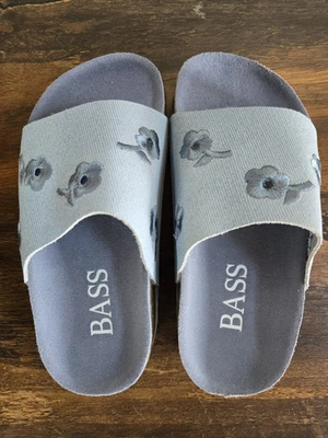 Zapatos/sandalias BASS para niños y niñas talla 11 de cuero azul con flores, ¡NUEVO EN CAJA! Foto 1 de 4