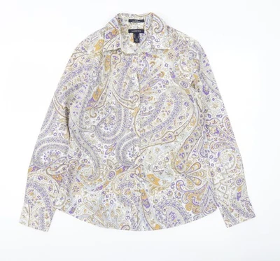 Lands' End Womens Paisley Button-Up Shirt UK 8 Multicoloured Cotton - Image 1 of 4