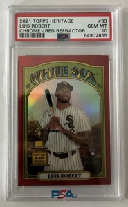 Topps Heritage 2021 - Luis Robert - refractor rojo cromado - #/372 PSA 10 POP 5 - Imagen 1 de 2