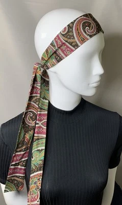 Skinny Scarf Self Tie BOWHAIR HEADBAND RIBBON Handmade Cravat Organic Cotton - Image 1 of 4