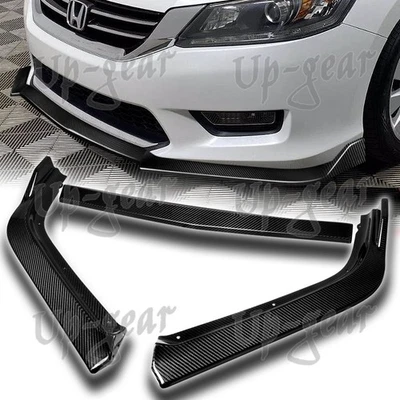 For 2013-2015 Honda Accord Sedan Carbon Fiber Front Bumper Body Spoiler Lip Kit - Image 1 of 4