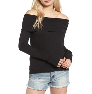 Felpa maglione manica lunga Pam & Gela nera spalle scoperte piccola - Foto 1 di 12