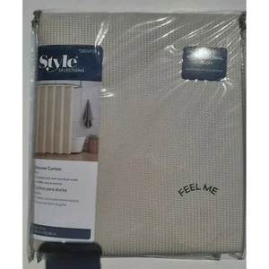 Style Selections Shower Curtain Tan Waffle Weave 70" X 72" Easy Care - Picture 1 of 2