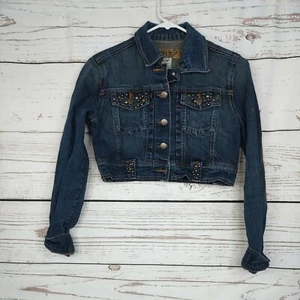 Hint Jeans kurz blau Denim Distressed Jeans Jacke Metall Nieten Damen Gr. S gebraucht - Bild 1 von 12