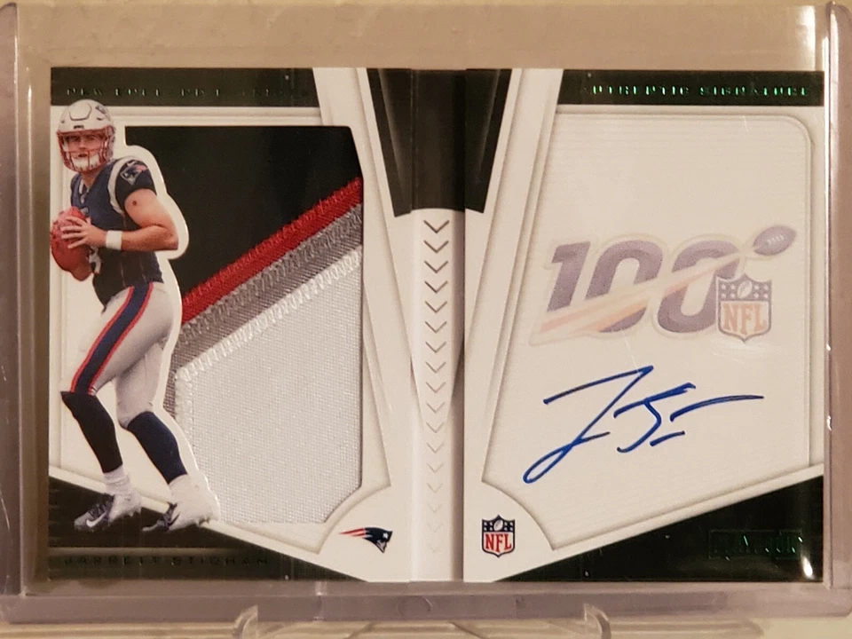 2019 Panini Playbook JARRETT STIDHAM /25 Booklet 4 Color Patch Auto RPA Patriots - Image 1 of 3