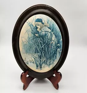 "Imagen de Placa de Madera Decocauge De Colección "NIÑA Y PATITOS" **HALLAZGO RARO** - Imagen 1 de 6
