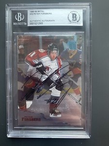 PETER FORSBERG AUTOGRAPHED SIGNED 1995-96 FLEER METAL HOCKEY CARD BECKETT SLAB