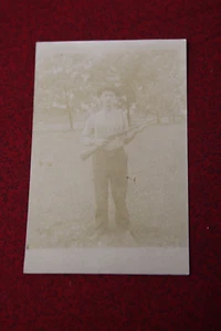 Man with Rifle Postcard - Real Photo RPPC - Picture 1 of 2