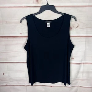 Slinky Brand Top Womens XL Black Scoop Neck Tank Sleeveless Solid Knit Pullover - Picture 1 of 6