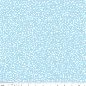 Riley Blake Mae Flowers Daisy Blue Fabric FQ Half Metre or More 100% Cotton - Picture 1 of 1