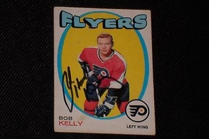 BOB KELLY 1971-72 O-PEE-CHEE SIGNED AUTOGRAPHED CARD #203 PHILADELPHIA FLYERS - Picture 1 of 1