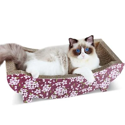Cat Scratching Post Lounge Bed Boat Shape Cat Scratcher Cardboard Durable - Image 1 of 4