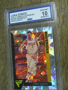 Luka Doncic Panini Flux Prizm 2020-21 plata hielo agrietado CCG gema como nueva 10 #37 - Imagen 1 de 4