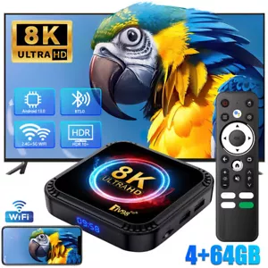 Android 13 TV Box 4GB RAM + 64GB Storage 8K Ultra HD Dual Wifi - Picture 1 of 14