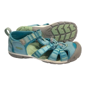 Keen Seacamp II CNX Kids Sz 4 Teal Blue/Grey Washable Sports Sandals 1019268 EUC - Picture 1 of 12