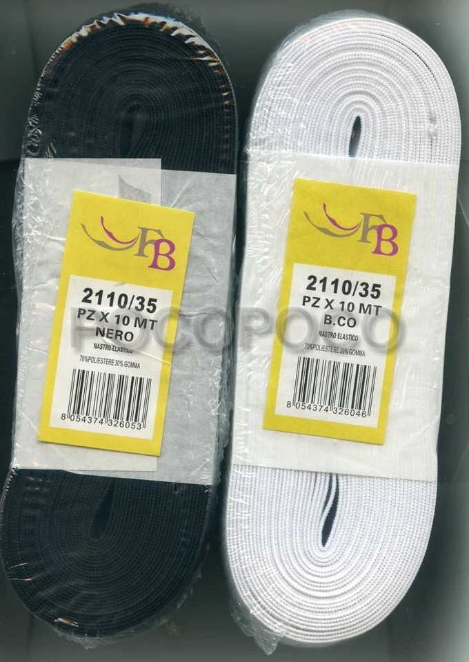 Gallone nastro elastico altezza 35 mm 2110/35 elasticizzato bianco o nero - Immagine 1 di 1