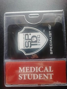 New MEDICAL STUDENT Horizontal Badge Buddy with RED Border Overhang Tag ID Card - Picture 1 of 8