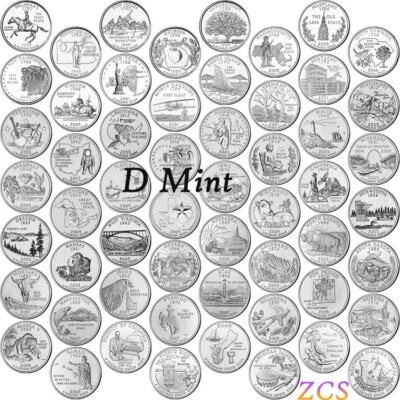 1999 - 2008 D  Complete 50 State & 2009 6 Territories Quarters Sets 56 Coins  - Image 1 of 2