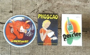 LOT 3 MAGNETS EMAILLES PUBLICITAIRES ANCIENNES MARQUES SERIE D3 FABR. EN FRANCE - Picture 1 of 1