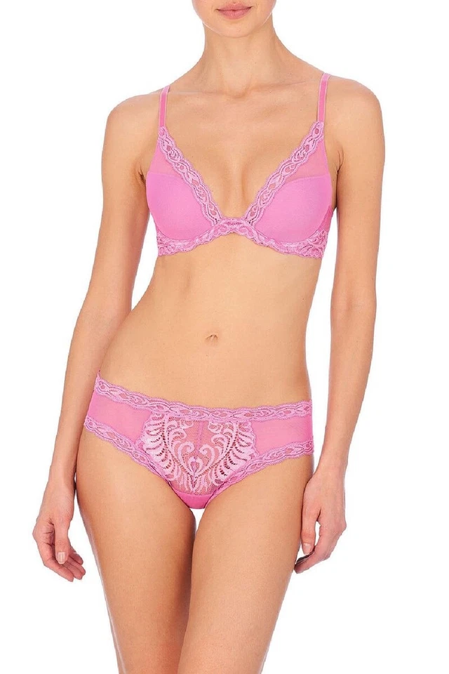 NUEVO CON ETIQUETAS CONJUNTO BRAGAS NATORI plumas con aros talla 32D y M cuarzo violeta 730023 Foto 1 de 4