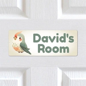 Letrero de puerta personalizado cualquier texto loro metal. Dormitorio infantil niños niñas - Imagen 1 de 6