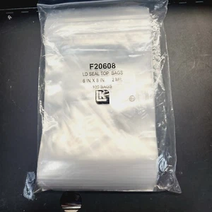 LD Seal Top Bags. 6" X 8". 2 Mil. F20608. Bag Of 100. - Picture 1 of 3