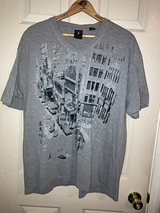 Vintage Kani Gold Faded Gray Graphic Short Sleeve T-Shirt Men's Size XXL V Neck - Picture 1 of 8