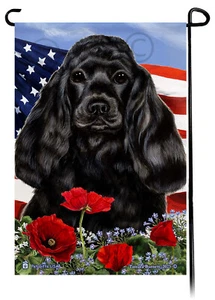 Patriotic Flowers Garden Flag - Black Cocker Spaniel - Bild 1 von 1