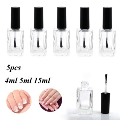 Empty Nail Polish Transparent Bottle with Brush Cap (5 Pieces, 4Ml/5Ml/15Ml) - Image 1 of 4