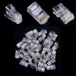 Lot 1 à 100 fiches RJ45 tête a sertir Connecteur réseau LAN Prise Ethernet Embou - Imagen 1 de 9