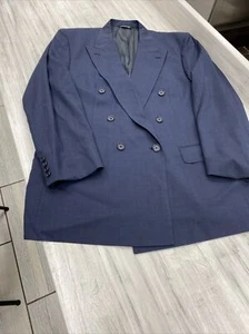 Burberry London Classic Men’s Suit Double Breasted 44 L, Navy Pleated Flawless - Picture 1 of 14