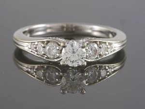 Zertifizierter F-H VS1-SI2 0,60 ctw Diamant 14k Weißgold Ehering Verlobungsring Größe 7 - Bild 1 von 8