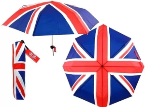 NEW FOLDING UNION JACK UMBRELLA WITH COVER UNISEX QuicK Despatch UK SELLER - Picture 1 of 4