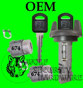 Juego de cilindros y cerradura de puerta interruptor de llave de encendido Chevy GMC camioneta Otros 2 llaves GM - Imagen 1 de 2