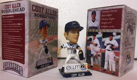 2017 MAHONING VALLEY SCRAPPERS CODY ALLEN SGA BOBBLEHEAD INDIANS ~ NIB Cover