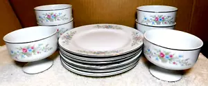 Florenteen Fine China ~ Fantasia Set 6 Fußschalen & 6 Teller 1950-1970 RAR!! - Bild 1 von 24