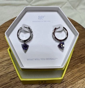Bomb Party RBP5855 Beautiful as can be Amethyst CZ rhodium earrings - Picture 1 of 6