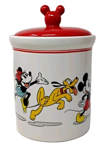 Disney Cookie Jar Mickey Friends Mouse Ears Lid Minnie Goofy Pluto Donald Daisy - Picture 1 of 11